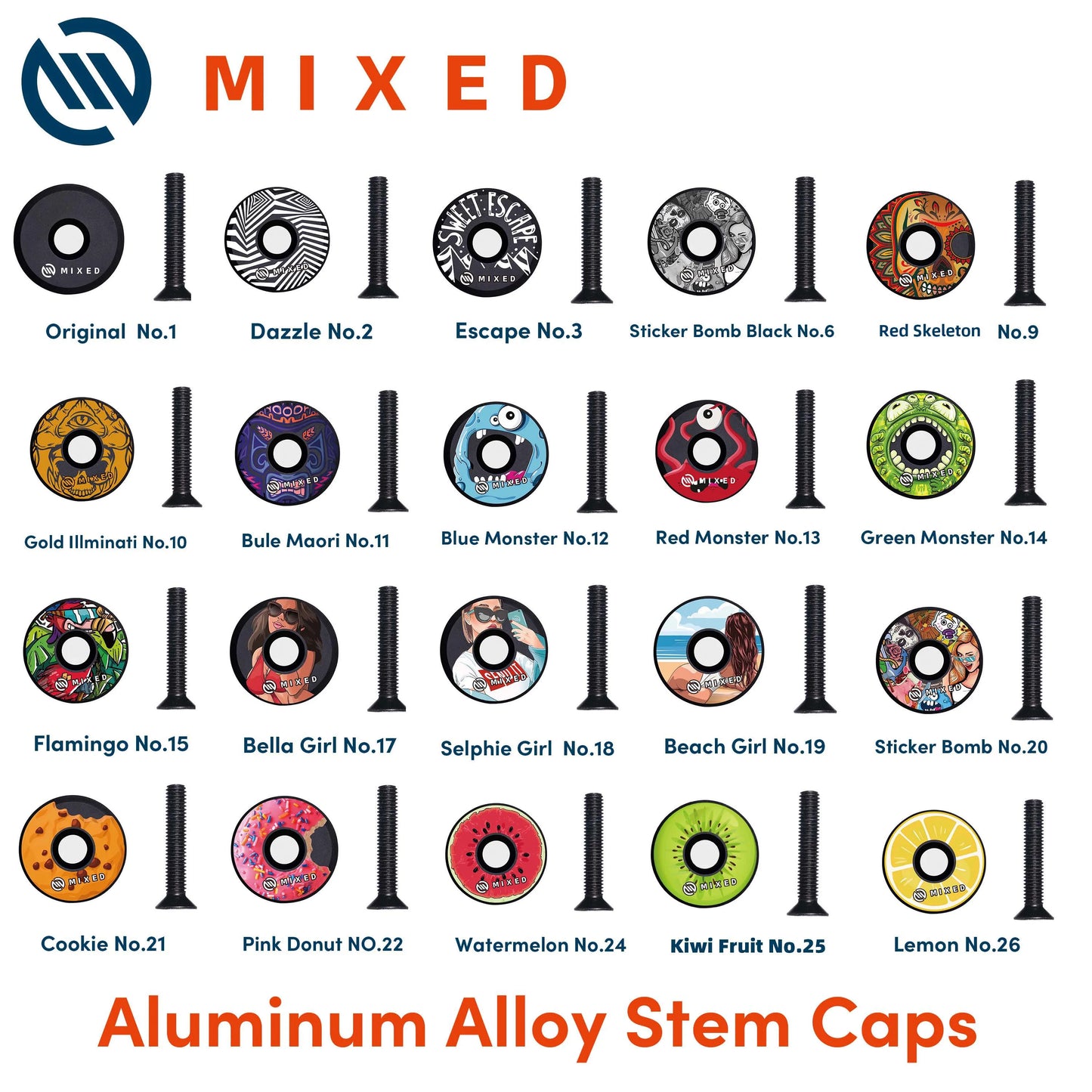 MIXED 32mm Headset Stem Caps Pack Light Aluminum Alloy with Screws for MTB Bike Road Mountain Bicycle Cycling Parts Accessories