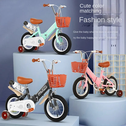 Cycling City Children's Bicycles Boys Girls Folding Bicycles Children's Bicycles Flash Auxiliary Wheel Bicycles Adjustable Bikes