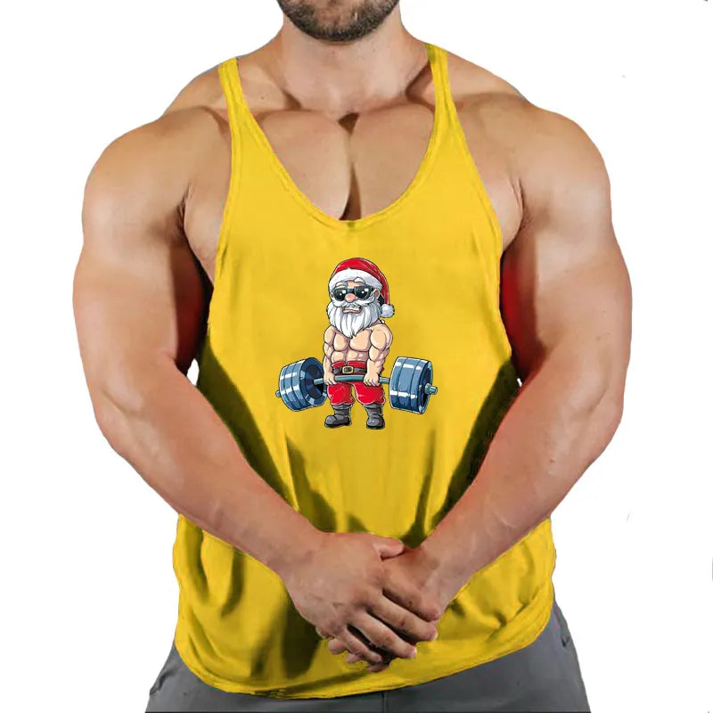 Bodybuilding Tank Tops Men Cotton Sleeveless Shirt Gym Fitness Training Clothes Stringer Singlet Male Summer Casual Printed Vest