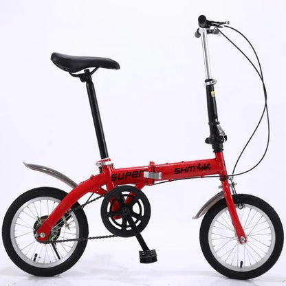 OUTUP 14-inch Folding Bicycle Adult Folding Bike Portable Ultralight Bicycle Single Speed Variable Speed Driving Bicycle