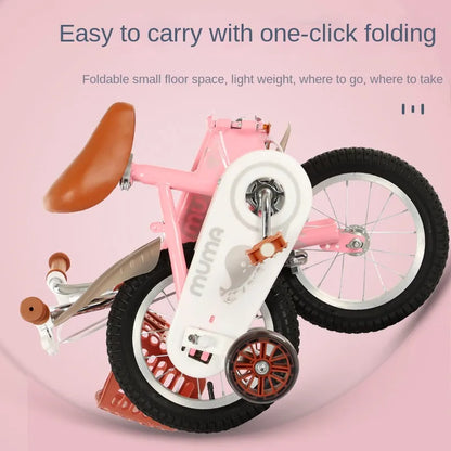 Cycling City Children's Bicycles Boys Girls Folding Bicycles Children's Bicycles Flash Auxiliary Wheel Bicycles Adjustable Bikes