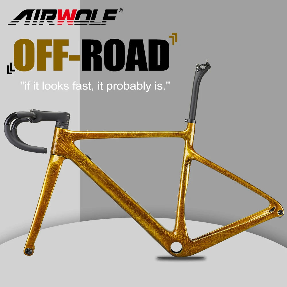 Carbon Gravel Frame 700*40C Disc Brake A5 Gravel Bicycle Frameset 700C Cyclocross Bike With Handlebar Crystal Color