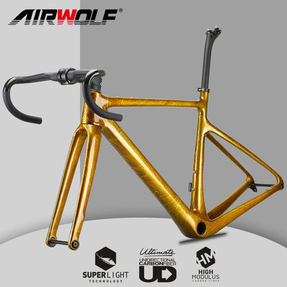 Carbon Gravel Frame 700*40C Disc Brake A5 Gravel Bicycle Frameset 700C Cyclocross Bike With Handlebar Crystal Color