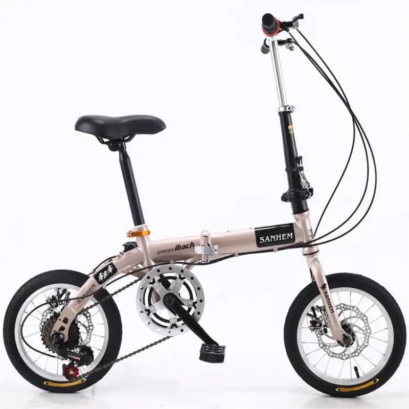 OUTUP 14-inch Folding Bicycle Adult Folding Bike Portable Ultralight Bicycle Single Speed Variable Speed Driving Bicycle