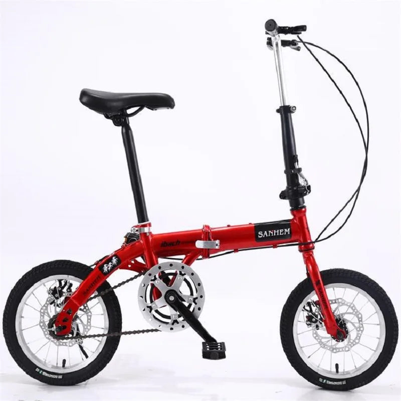 OUTUP 14-inch Folding Bicycle Adult Folding Bike Portable Ultralight Bicycle Single Speed Variable Speed Driving Bicycle