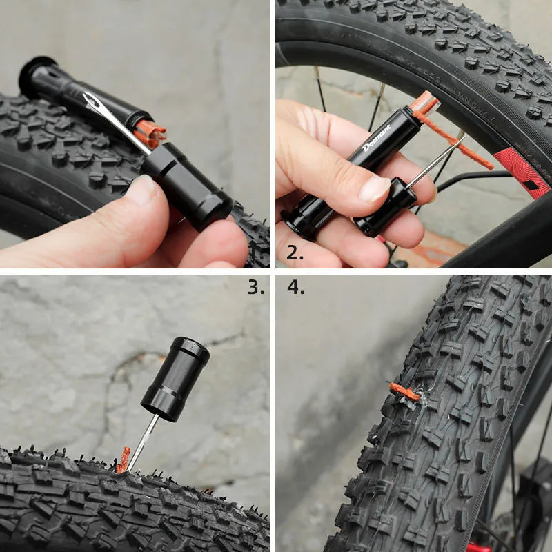 Bicycle Tubeless Tyre Repair Tool Set Bar End Hidden Glue Free Bike Tyre Drill Puncture Repair Tool